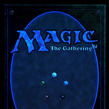 Magnified details of a Magic: the Gathering card